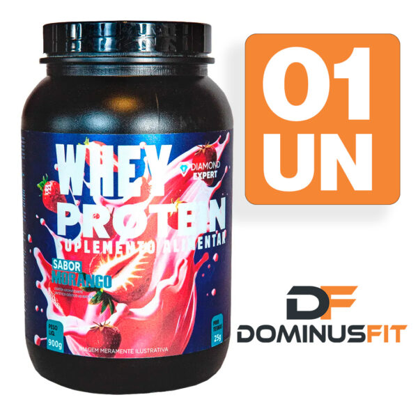 Whey Protein Concentrado 900g Sabor Morango